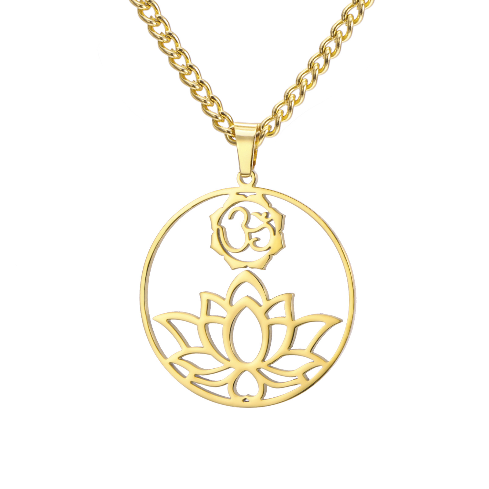 Lotus Yoga Pendant Necklace Titanium Steel Women's