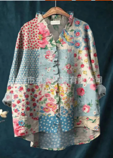 Loose-fitting Printed Crew-neck Casual Plus-size Womens Top