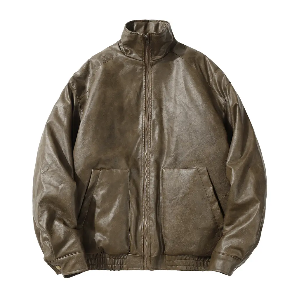 PU Leather Cotton Padded Coat Men's Rock