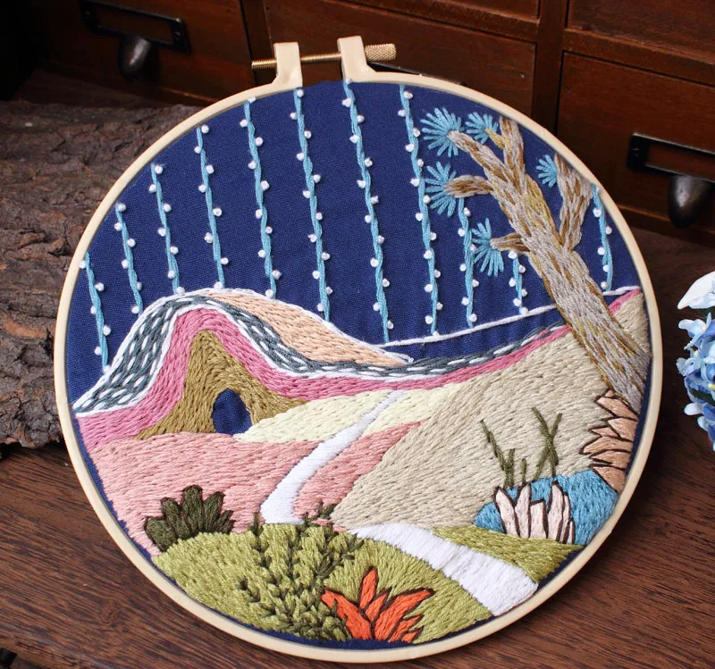 Handmade Embroidery Material Package Special Architectural Landscape Courtyard Chunsheng Kit - Hill