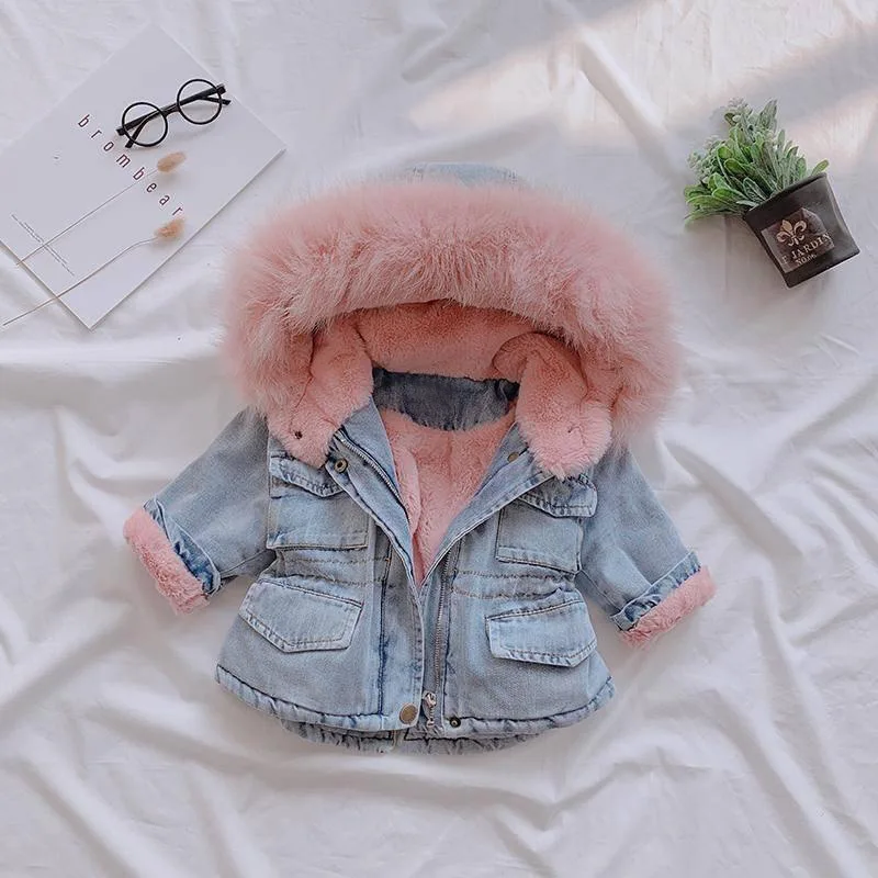 Title 1, Girls denim plus velvet jacket autumn and wint...