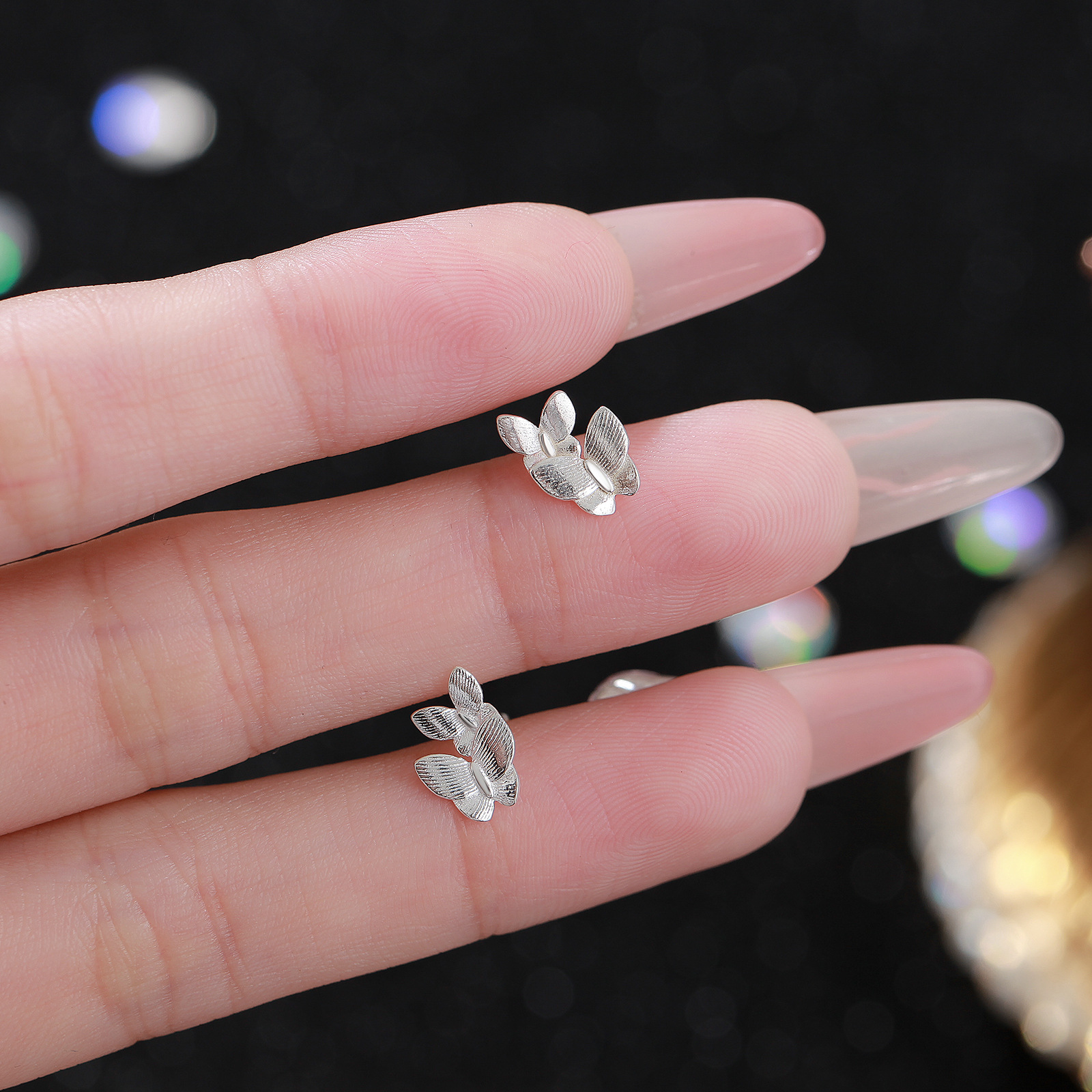 S999 Sterling Silver Pure Silver Butterfly Studs