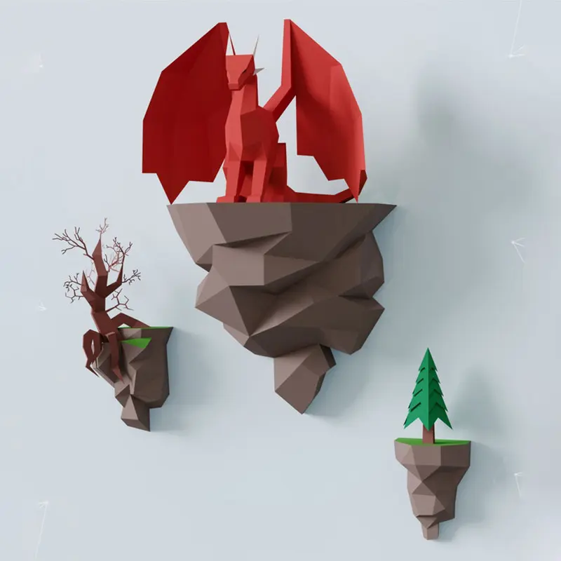 Dragon Paper Model Sitting on the Island Home Wall