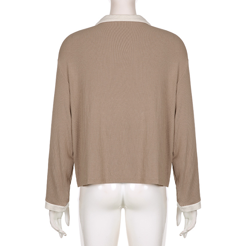 Title 13, Herbst Pullover mit Knopfleiste, Revers, langar...