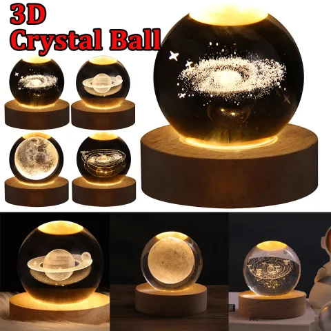 LED Night Light Galaxy Crystal Ball Table Lamp 3D
