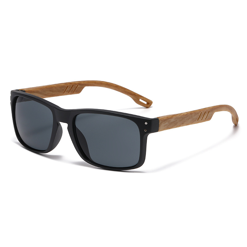 Retro Wood Grain Leg Sunglasses Square Spectacle Foot Color Film Men's Sunglasses
