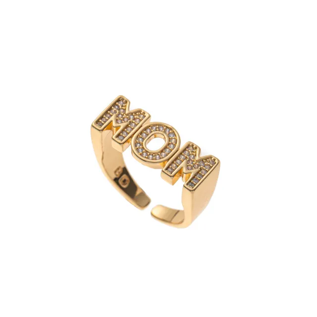 Full Diamond Ring Letters Ring Transparent Crystal Gold - Shop at LoveMi