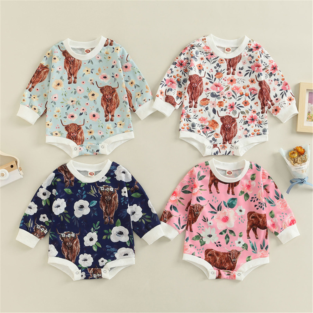 Title 1, Long Sleeve Cotton Baby Romper in Four Colors. ...