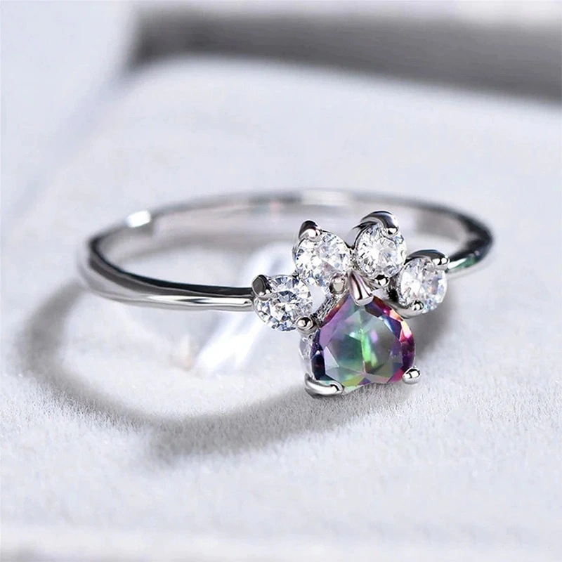 Alloy Love Cat's Paw Ring European And American Engagement Ring