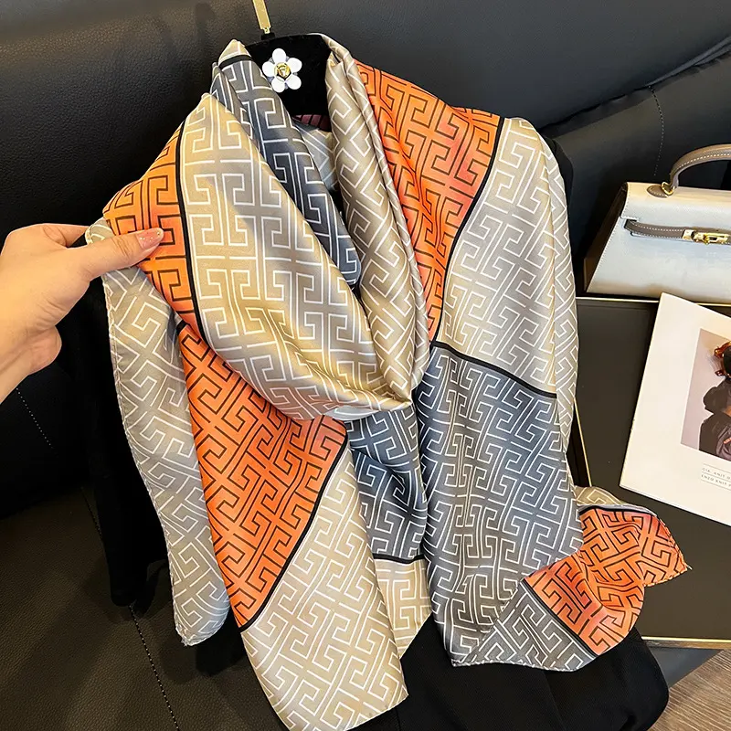 Elegant Emulation Silk Scarf Women's Spring and Summer Sun