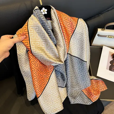 Elegant Emulation Silk Scarf Women's Spring and Summer Sun