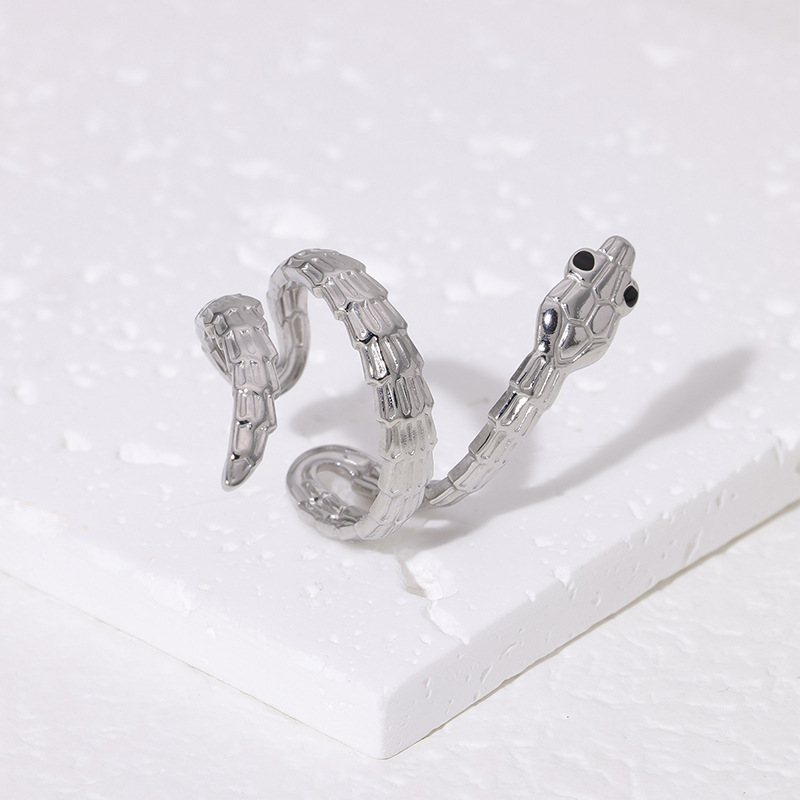 Snake-shaped French Texture Niche Design Stainless Steel Ring