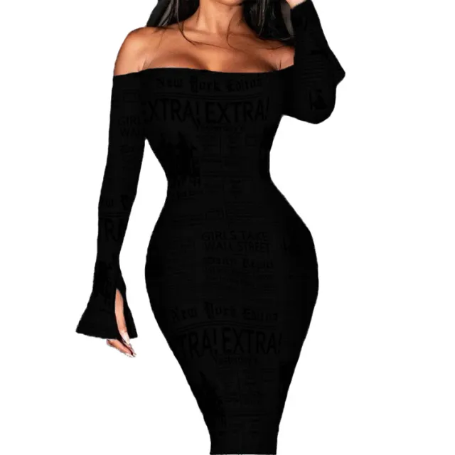 Snake Print Long Sleeve Waist Dress Women Black - Shop at LoveMi