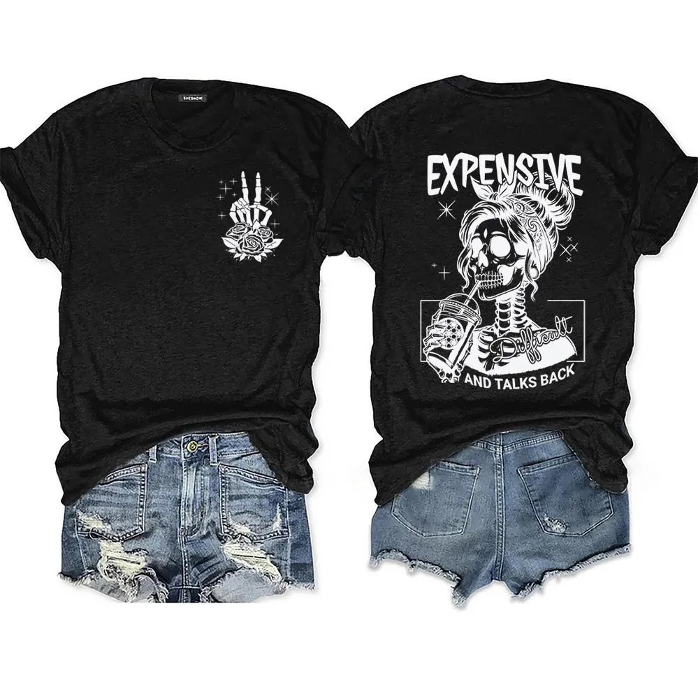Rheaclots Expensive Difficult And Talks Back Printed Round - Black