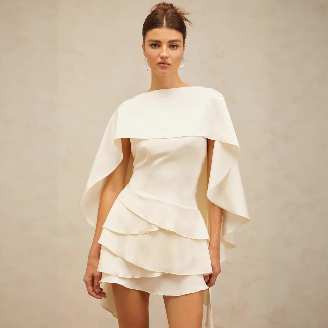 Irregular Design Backless Lace-Up Camisole Cloak Two-Piece Set