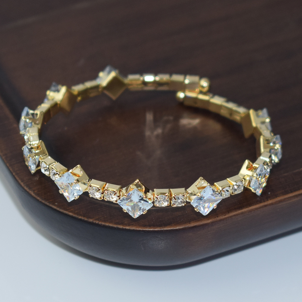 Shiny Silver Plated 1 Row Open Zircon Bracelet