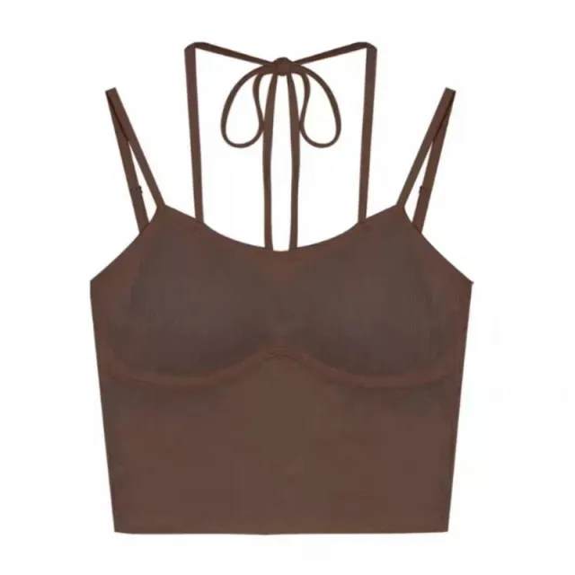 Spaghetti shoulder Strap Camisole Thin Top Long Sleeve Cardigan Dress Suit Coffee Color Suspenders - Shop at LoveMi