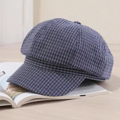 Fashion Artistic Painter Cap Short Brim Casual Duck Tongue Newsboy Cap - Navy Blue - View 1