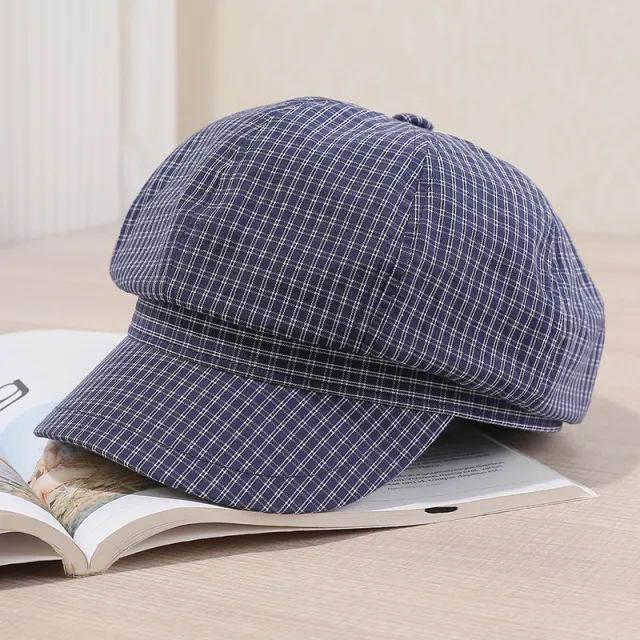 Fashion Artistic Painter Cap Short Brim Casual Duck Tongue Newsboy Cap Navy Blue - Shop at LoveMi