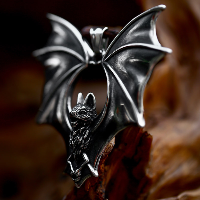 Punk Stainless Steel Pendant New Retro Dark Bat Titanium Steel Necklace