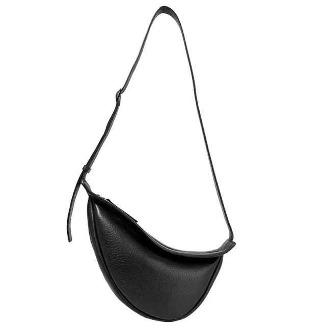 Crossbody Bag Ins Chest Bag Shoulder Bag Soft Leather Black - Shop at LoveMi
