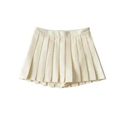 Girl's Pleated Skirt Women's Summer Short Skirt Korean Style High Waist Suit Draping Anti-exposure A- Line Skirt - Rice Apricot - View 1