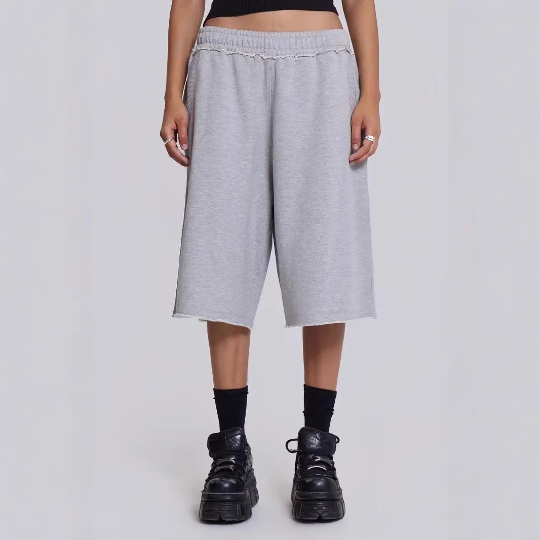 Retro-style Frayed-edge Loose-fit Casual Pants
