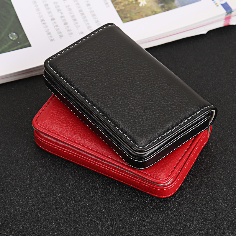 Metal Leather Magnetic PU Business Card Holder