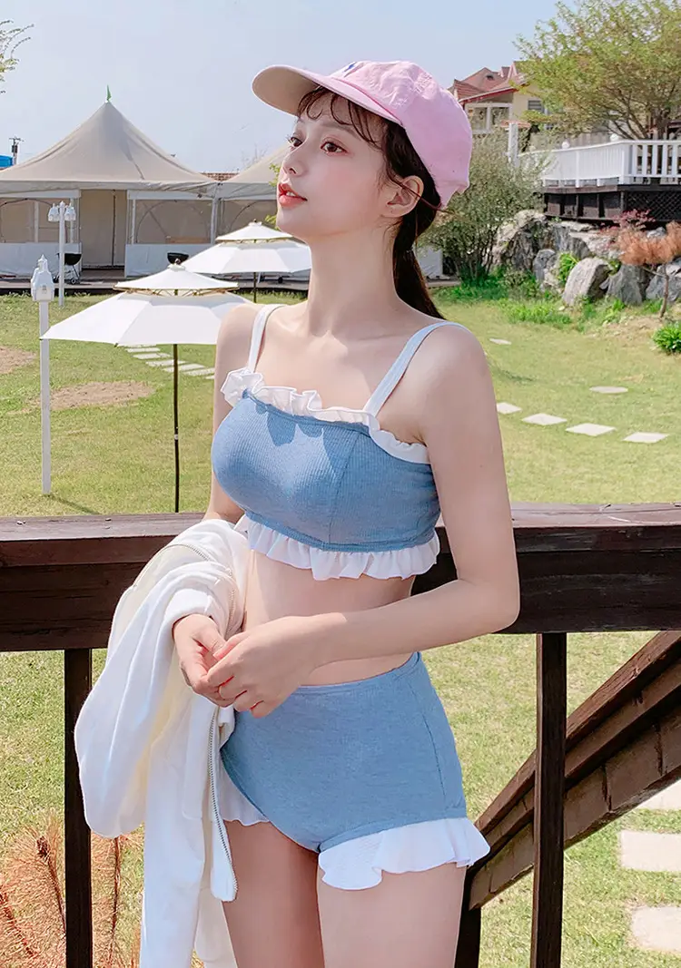 Fashion Suspenders Split Conservative Swimsuit For Women