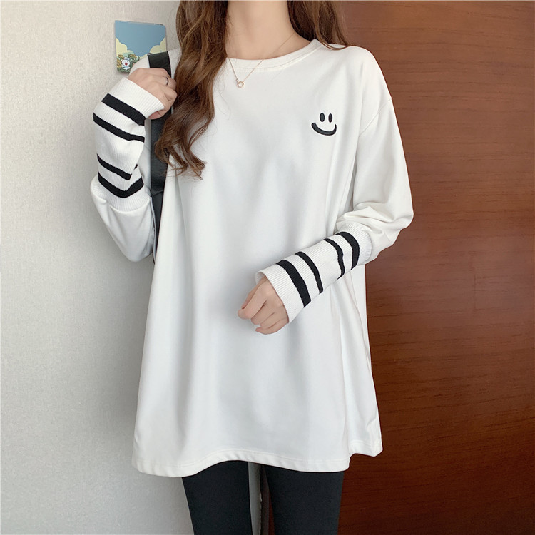 Women's Loose Design Mid-length Print Innerwear Bottoming Shirt Top T-shirt