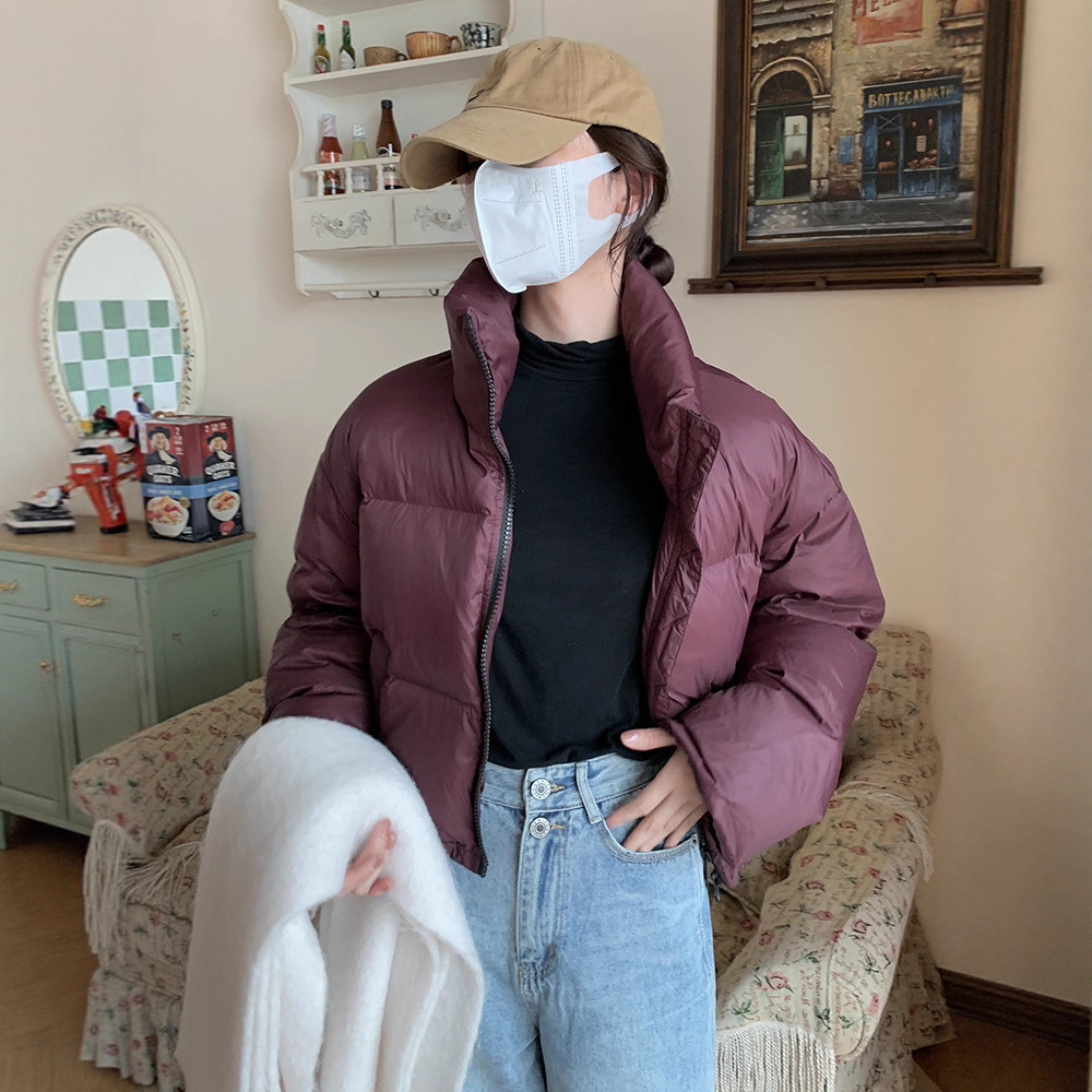 Womens Short Stand-collar Stylish American-style Down Jacket