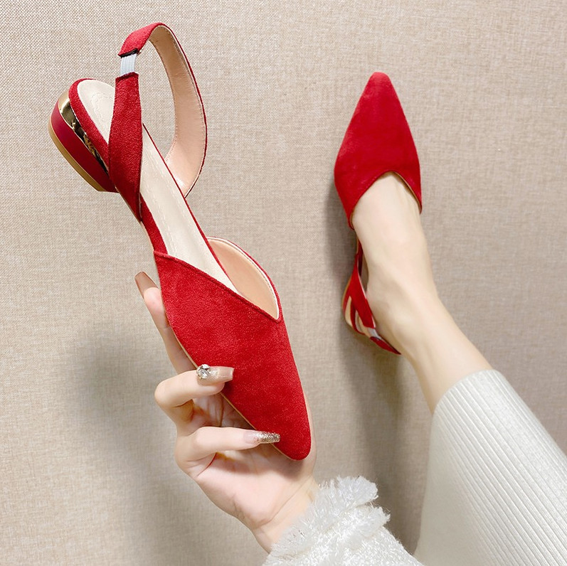 Womens Plus-Size Pointed-Toe Open-Back Low-Heel Sandals