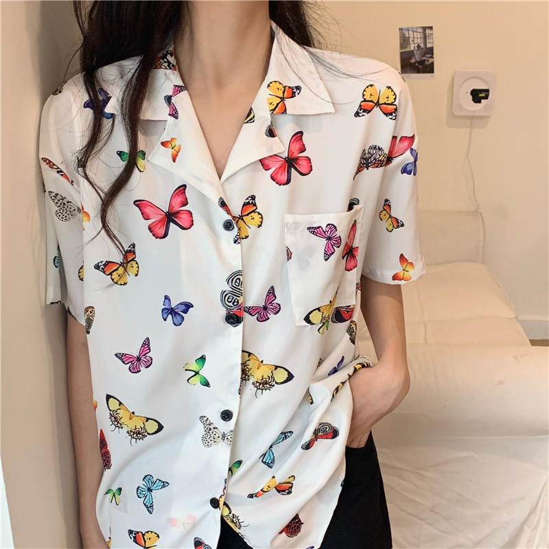 Title 7, Vintage butterfly print short sleeve shirt