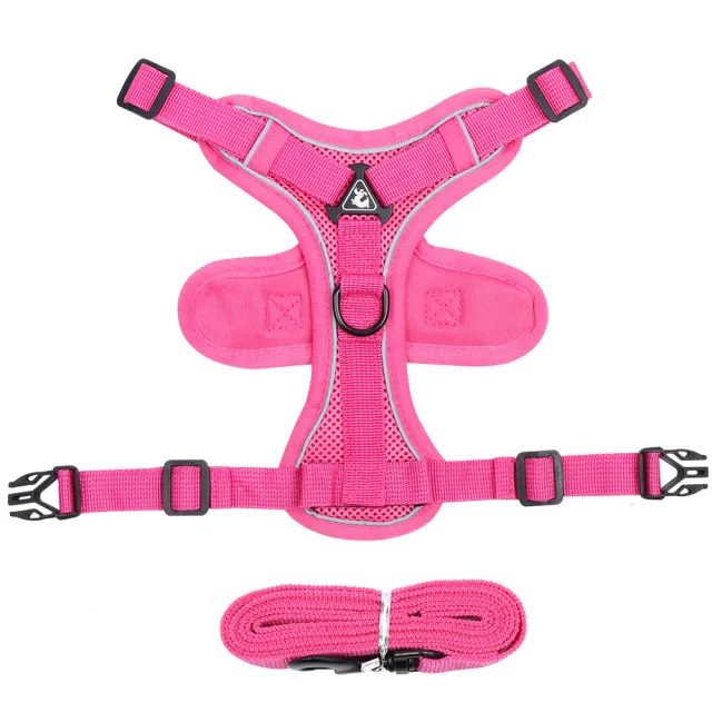 Dog Hand Holding Rope Pet Vest Chest Strap Mesh Breathable Cat Anti lost Collar Rose Red - Shop at LoveMi