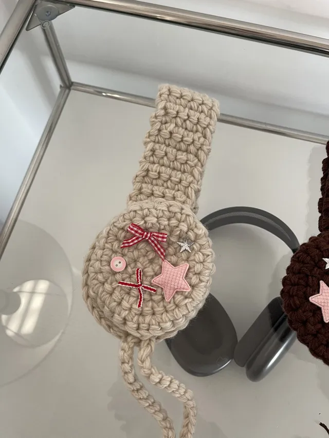 Bow knot Pom pom Ear Warmers For Women Light Board Beige - Shop at LoveMi