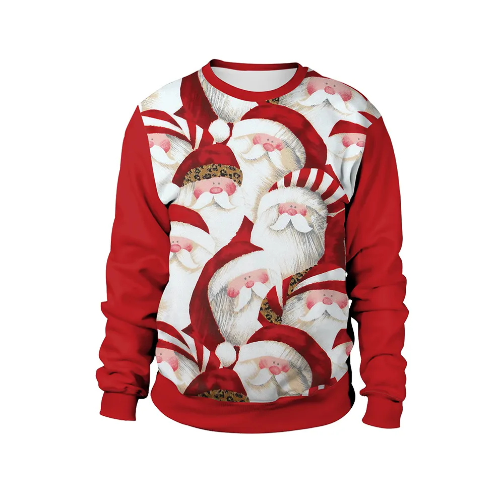 Women's Christmas Animal Print Pullover Round Neck Couple Sweater - Sb102 072-Xl