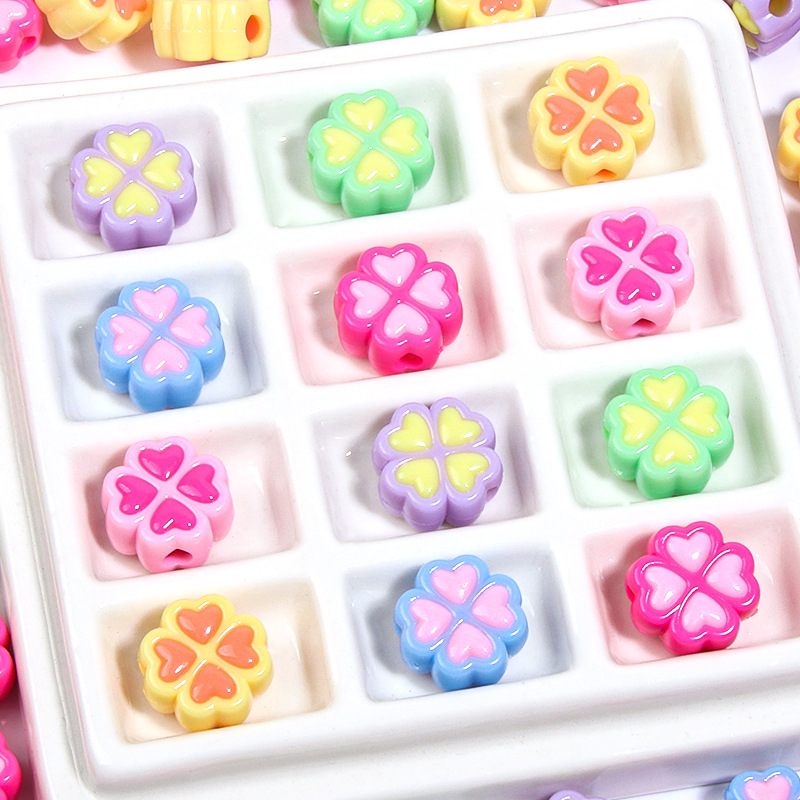 Acrylic Light Color Cartoon Love Clover Beads