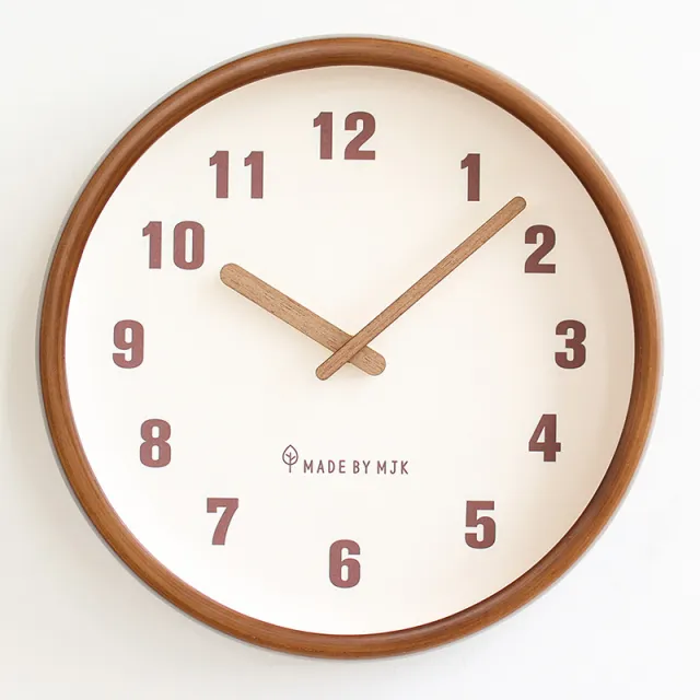 Home Living Room Retro Solid Wood Modern Minimalism Wall Clock Creative Beige 12 Inches - Shop at LoveMi