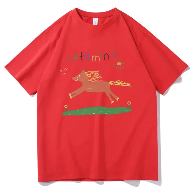 New Loose Print T shirt Summer Red - Shop at LoveMi