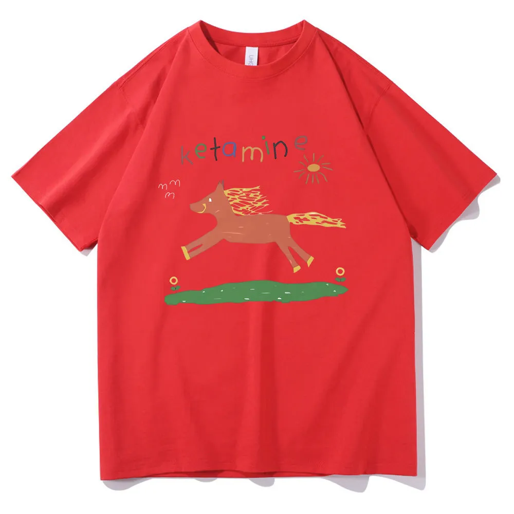 New Loose Print T-shirt Summer - Red