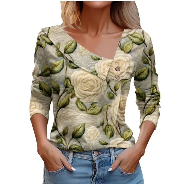 Long Sleeve Color Printed Shirt Cr15 - Shop at LoveMi