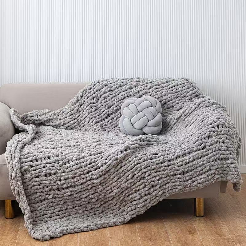 Chenille Knitted Handmade Throw Blanket