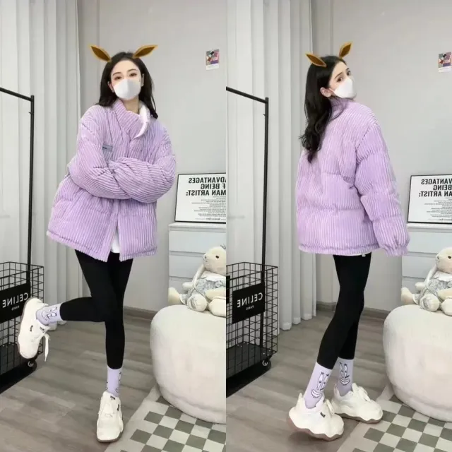 Casual All matching Loose Cotton Coat Purple - Shop at LoveMi