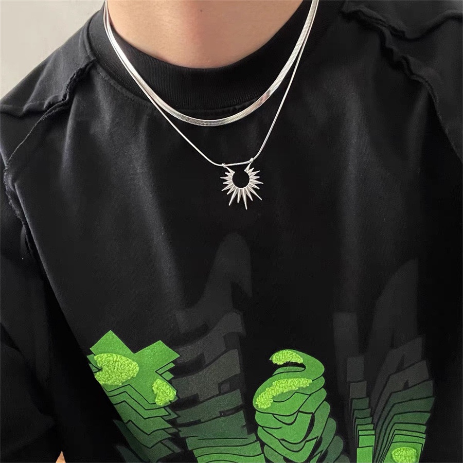 SUNFLOWER Double-layer Titanium Steel Necklace For Men