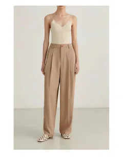 Simple Commute High Waist Slimming Draping Effect Suit Straight-leg Pants European And American - Khaki - View 1