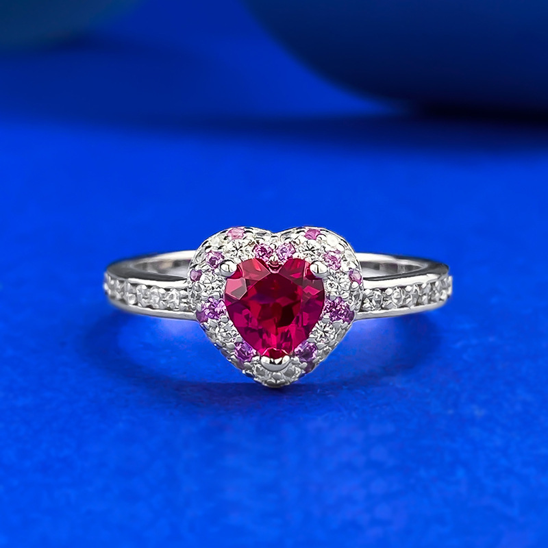 S925 Silver Heart-shaped Ring With Full Diamonds