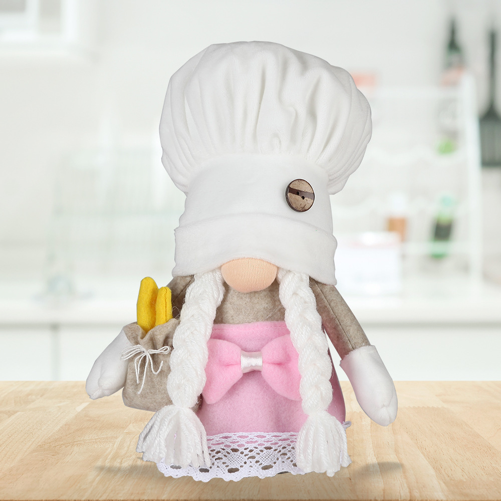 White Chef Cap Doll Pink