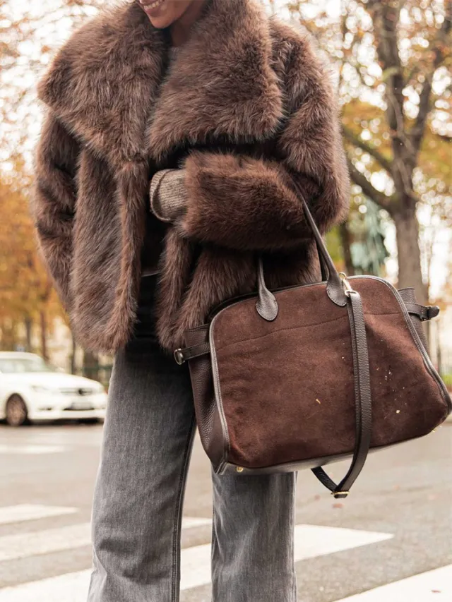 Warm Fashion Loose fitting Long Sleeves Plush Brown Coat Brown - Shop at LoveMi
