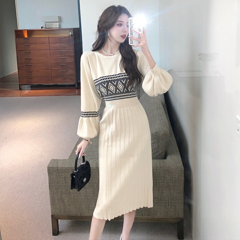 Waist Slimming Elegant Inner Match Base Sweater Dress