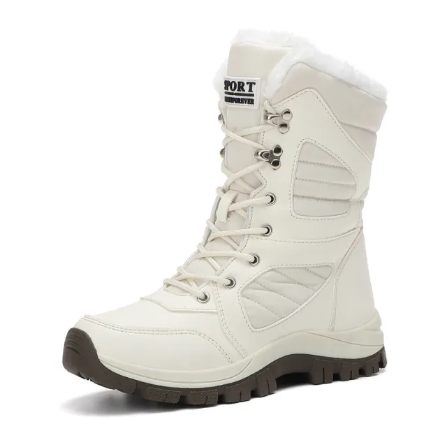 Thickened Long Wool Plus Velvet Warm Snow Boots White - Shop at LoveMi
